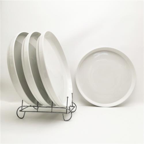 10.5inch stackable fine porcelain pure white dinner plate