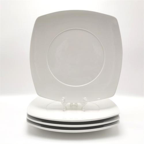 11inch pure white fine porcelain square dinner plates