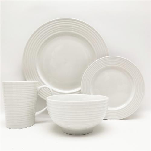 Circled embossed porcelain dinnerware 