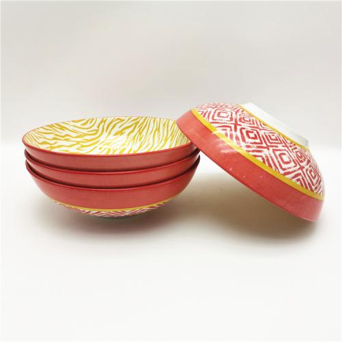 8.25inch/ 1300ml shallow porcelain bowl with 2 sides printed