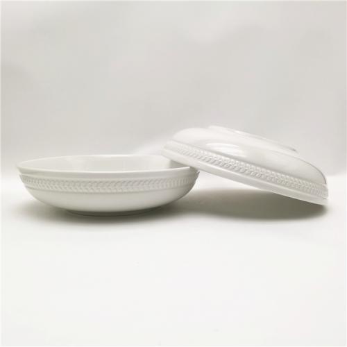 9.25inch/ 1400ml wheat embossed fine porcelain bowl 