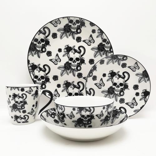 Black and white Halloween Design Fine Porcelain Dinnerware Supplier