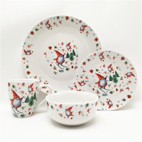 Christmas design 16pcs dinner set for 4 persons with Santa Claus