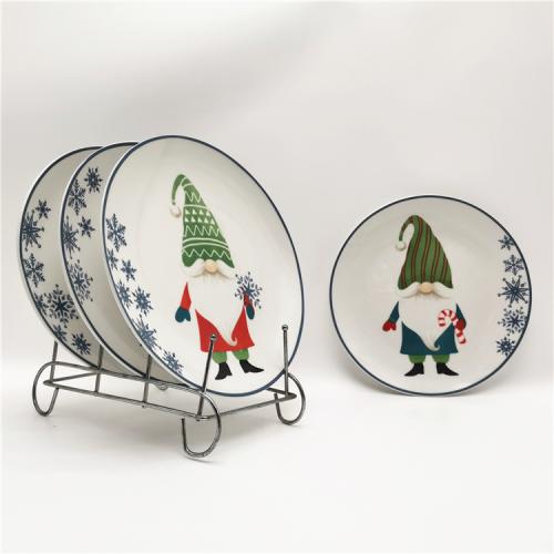 Christmas design set of 4pcs 7.5inch porcelain dessert plates supplier