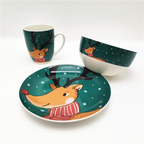 Cute Raindeer Design Christmas Design Porcelain Dinnerware 