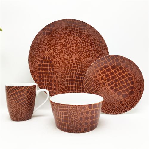 Elegant Crocodile Skin Texture Porcelain Dinnerware