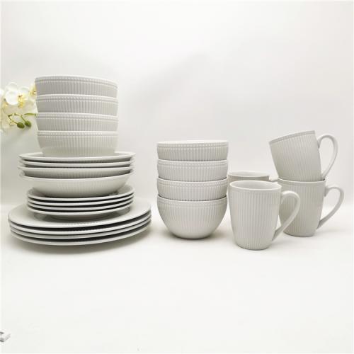 Exquisite Dots and Lines Embossed Porcelain Dinnerware