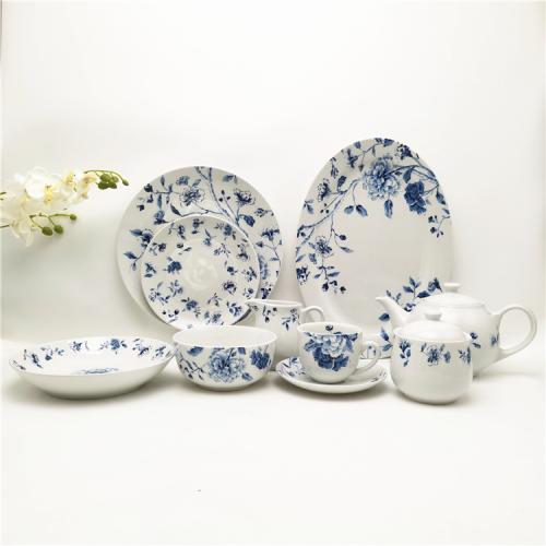 Exquisite Traditional Blue Flower Porcelain Dinnerware for Supermarkets