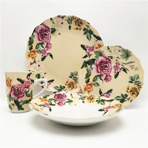 Flower design cut edge fine porcelain dinnerware supplier 