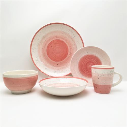 Pink color hand painting ceramic dinnerware manufacturer