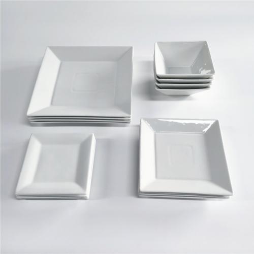 Pure white porcelain square dinnerware supplier