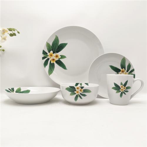 Stunning Hawaiian Plumeria Flower Porcelain Dinnerware