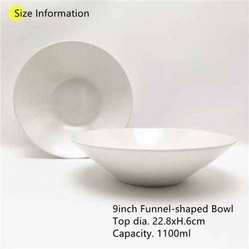 9inch Funnel-shaped porcelain bowl 