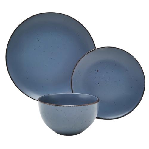 Stoneware Material Blue Color Speckled 12pcs Dinner Set 