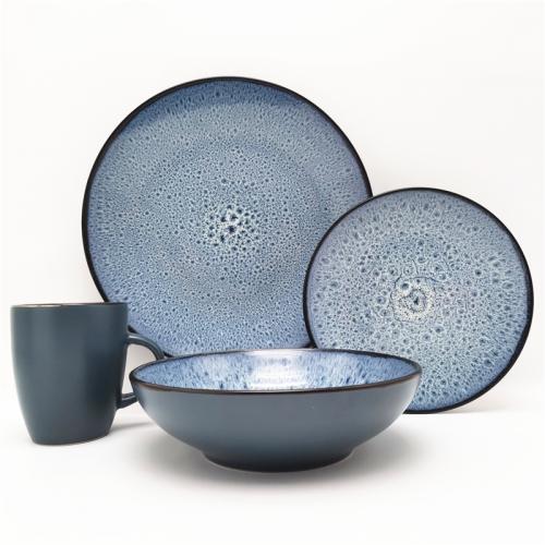 Blue Reactive Glaze Design Irregular Ceramic Dinnerware 