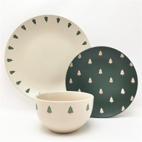 Stoneware Material Christmas Design 12pcs Dinner Set 