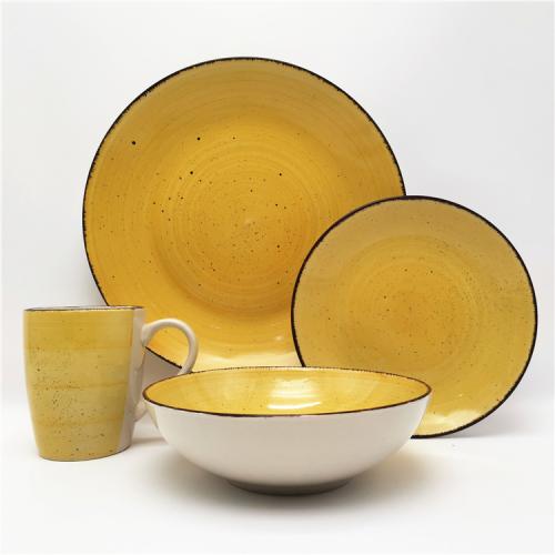 Wholesale stoneware material hand painting 16pcs dinner set for  4 persons 