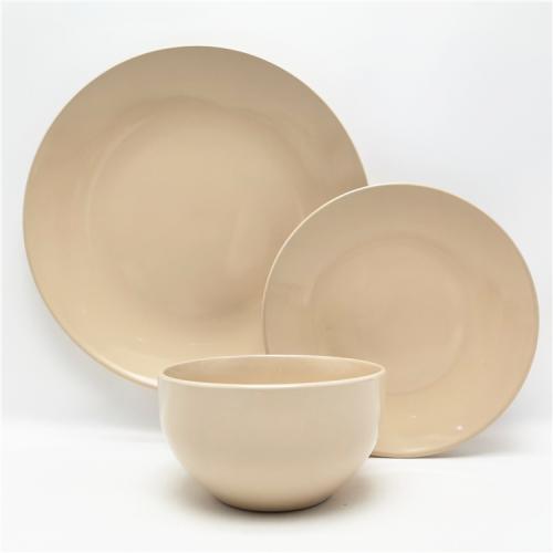 Stoneware Material Beige color glazed 12pcs Dinner Set 