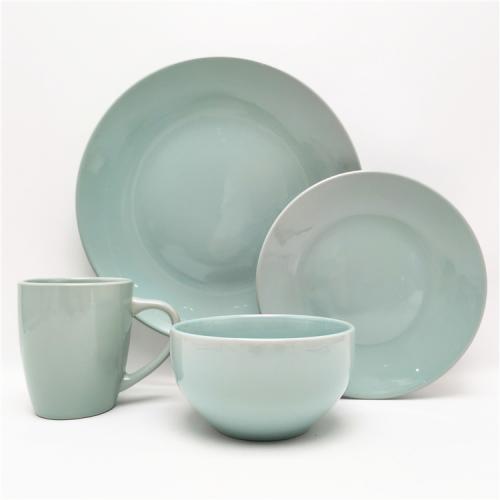 Stoneware Material Light Blue color glazed 12pcs Dinner Set 