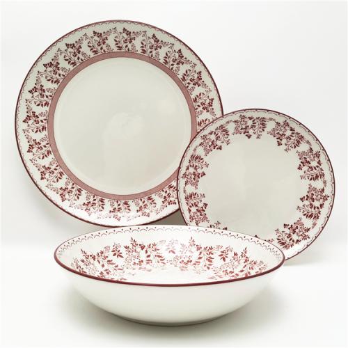 Red floral design porcelain dinnerware  