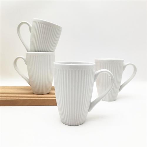 250ml embossed fine porcelain pure white mugs 