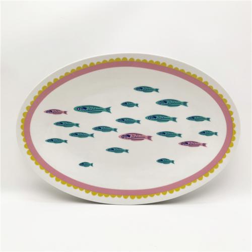 14inch fine porcelain oval platter with ocean design 