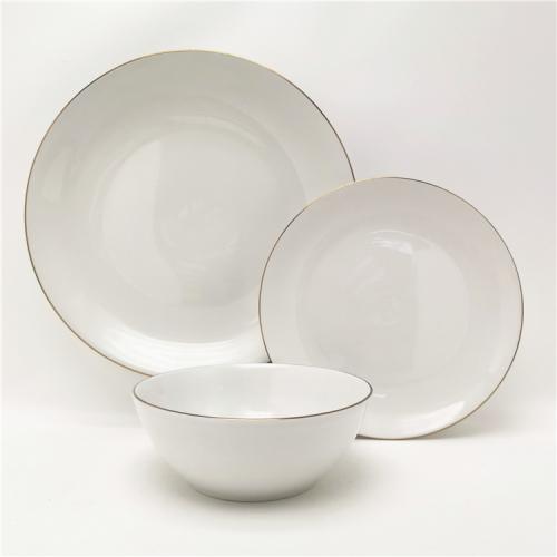 Gold Trimmed Fine Porcelain Dinner Set for  4 Persons