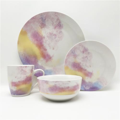 16pcs Decaled Fine Porcelain Dinner Set for 4 Persons 