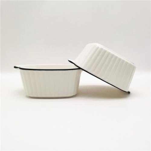 5.5inch square baking bowl with black rim 