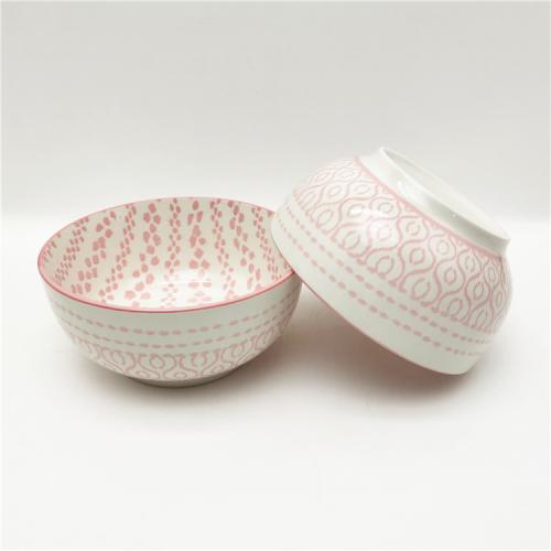 5.5inch Capacity 580ml Korean Style Fine Porcelain Pad Printed Bowls  - 副本