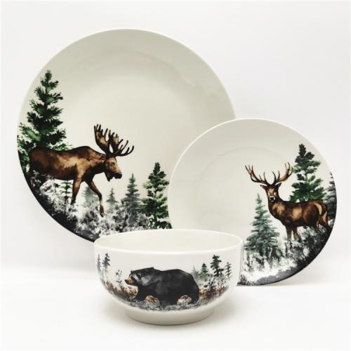 Christmas Design 16pcs Porcelain Dinner Set for  4 Persons