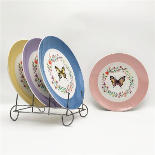 Set of 4pcs 8inch Butterflies Design Dessert Plate Fine Porcelain Material 