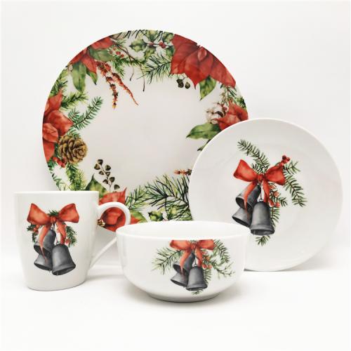 Christmas Design 16pcs Porcelain Dinner Set for  4 Persons 