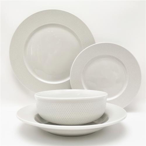 Small Diamond Embossed Porcelain Dinnerware