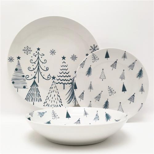 Christmas Tree Design Porcelain Dinnerware Set 