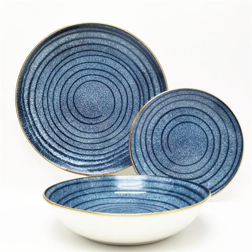 Japanese Style Design  Pad Printed 12pcs Porcelain Dinner Set for  4 Persons