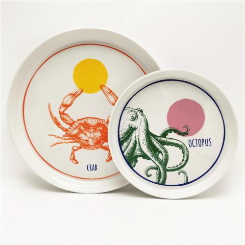 10.5inch & 8inch stackable fine porcelain custom design dinner plate